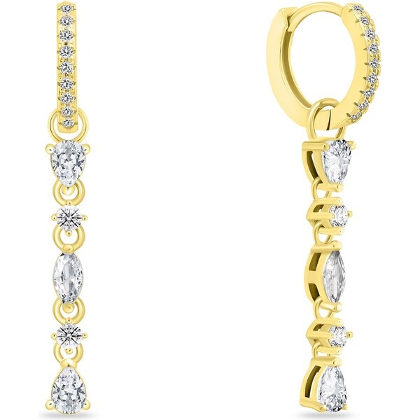 Brilio Silver Elegantné pozlátené náušnice 2v1 s kubickými zirkónmi 66590525