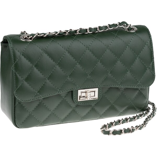 Zelená kožená talianska crossbody kabelka Eliana Argento Verde Scura 47288111