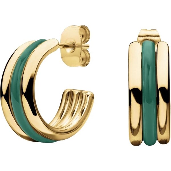 Rosefield Štýlové pozlátené kruhové náušnice Emerald JEETG-J716 66594780