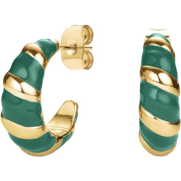 Rosefield Slušivé pozlátené kruhové náušnice Emerald JEECG-J717 66595264