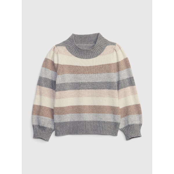 Béžovo-sivý dievčenský pruhovaný sveter GAP 52519196