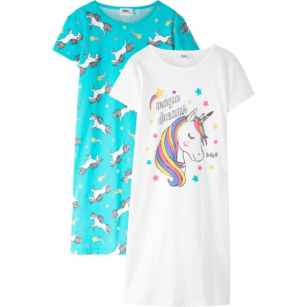 bonprix Nočná košeľa (2 ks) bavlna, z čistej bavlny, farba modrá 44731824