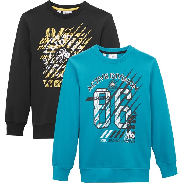 bonprix Mikina (2 ks v balení), z bio bavlny, farba čierna 44732749