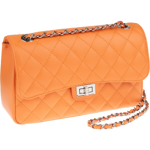 Oranžová kožená talianska crossbody kabelka Eliana Argento Arancia 47293253
