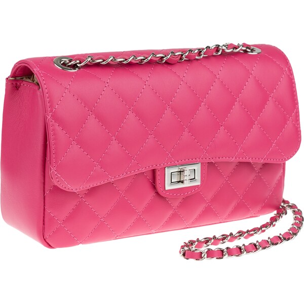 Ružová kožená talianska crossbody kabelka Eliana Argento Fuxia 47293254