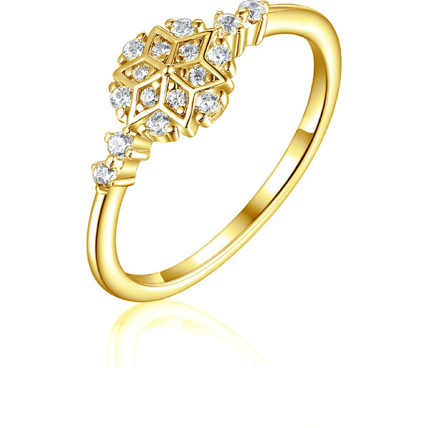 Olivie Strieborný prsteň SNEHOVÁ VLOČKA GOLD 8056 47307773