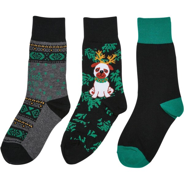 Urban Classics Pug Childrens Christmas Socks - 3-Pack Multicolored 50541657