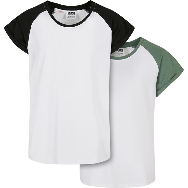 Urban Classics Girls Contrasting Raglan T-Shirt 2-Pack White/Saliva + 50657744