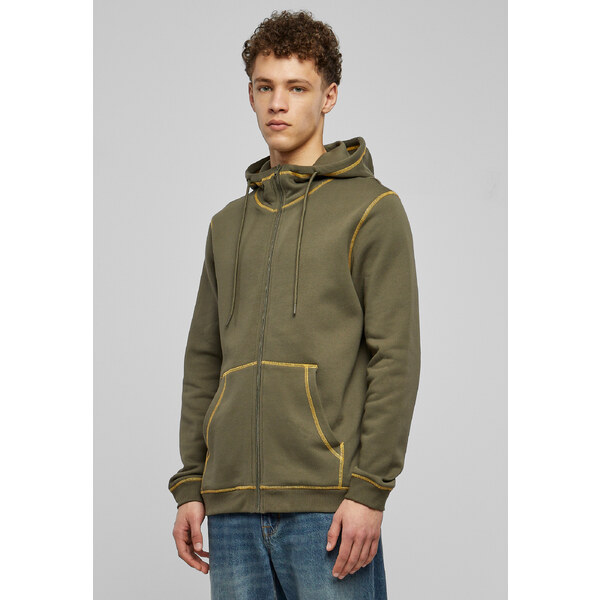 Urban Classics Biocontrast Flat Zip Sweatshirt Olive/Yellow 50688282