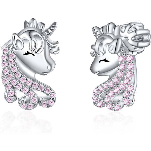 Olivie Strieborné náušnice na skrutku JEDNOROŽEC 8084 47332770