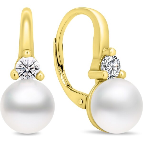 Brilio Silver Jedinečné pozlátené náušnice s perlami a zirkónmi EA364Y 66583239