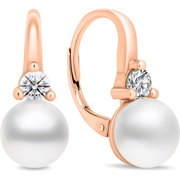 Brilio Silver Jedinečné bronzové náušnice s perlami a zirkónmi EA364R 66590610