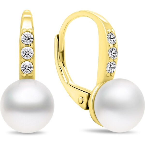 Brilio Silver Pôvabné pozlátené náušnice s perlami a zirkónmi EA385Y 66580457