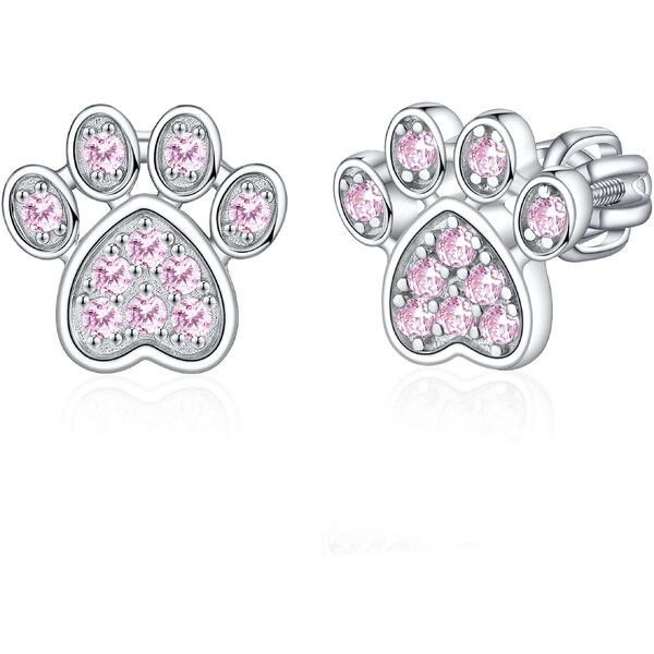 Olivie Strieborné náušnice na skrutku LABKA PINK 8093 47332779