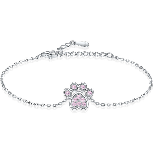 Olivie Strieborný náramok LABKA PINK 8105 47359698