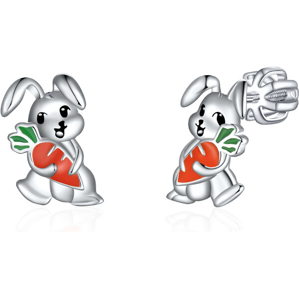 Olivie Strieborné náušnice na skrutku KRÁLIK 8110 47359703
