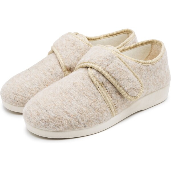 Vlnka Papuče z vlneného filcu na suchý zips béžová veľkosti obuvi - 65061855