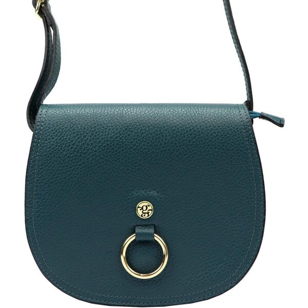 GREGORIO Kožená dámska crossbody kabelka petrolejová modrá 47377112