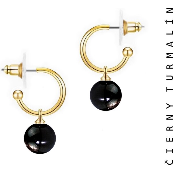 Taboo kruhové náušnice Spirit of Nature Čierny turmalín tbe729 47399153