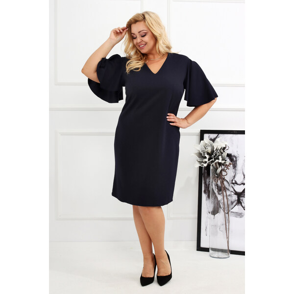 Šaty s rozšírenými rukávmi tmavomodré 61987695