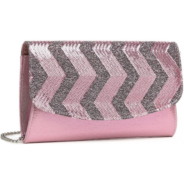 Miss Lulu večerná dámska listová kabelka s flitrami LP2311, ružová 47404167
