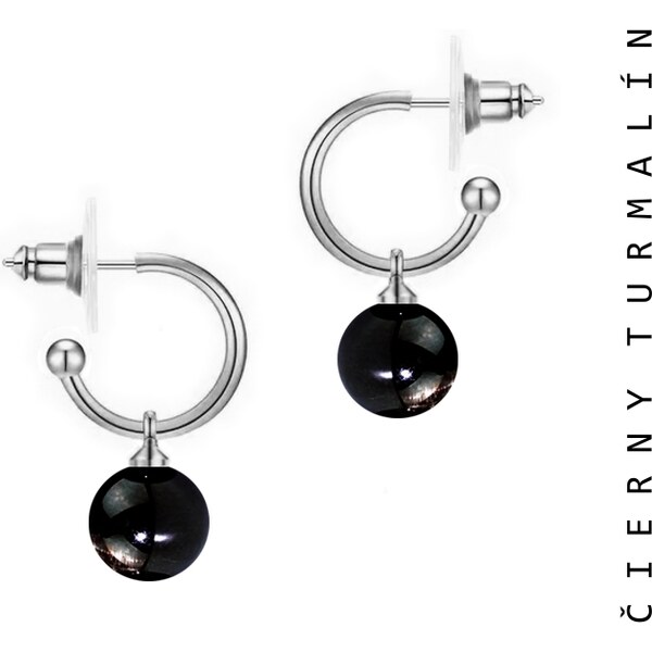 Taboo kruhové náušnice Spirit of Nature Čierny turmalín tbe730 47405799