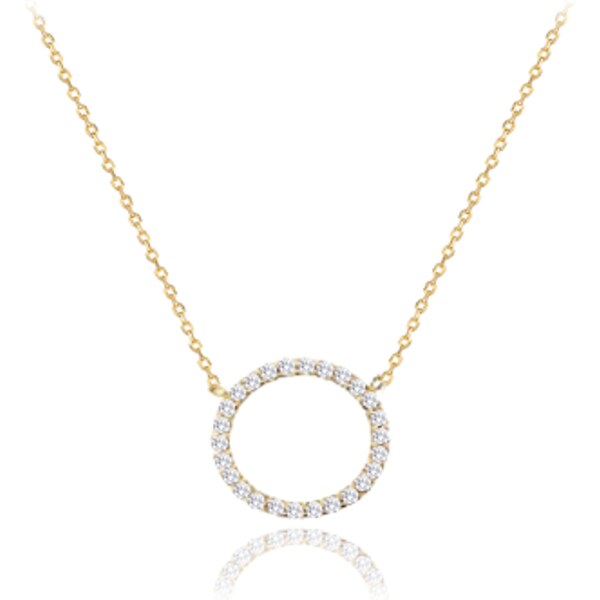 OLIVIE Zlatý náhrdelník krúžok s bielymi zirkónmi Au 585/1000 66723831