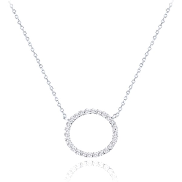 OLIVIE MINET Náhrdelník z bieleho zlata krúžok s bielymi zirkónmi Au 66795636