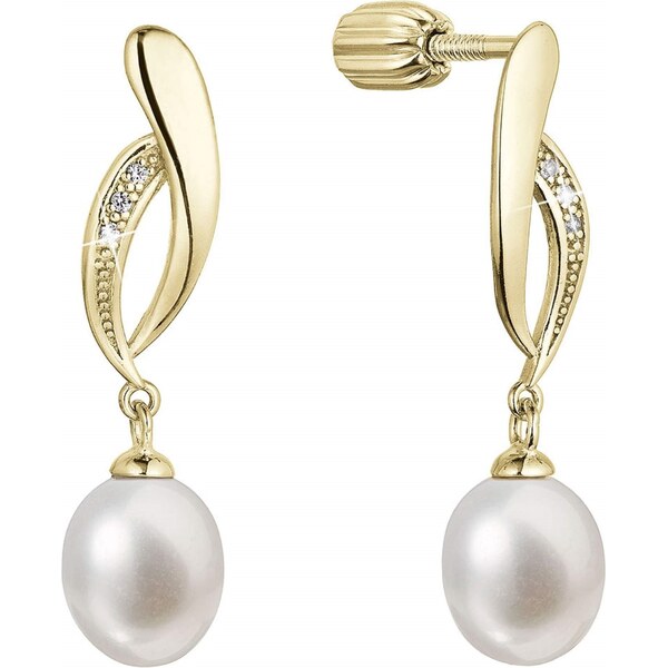 Evolution Group Elegantné pozlátené náušnice s riečnou perlou a 66582707