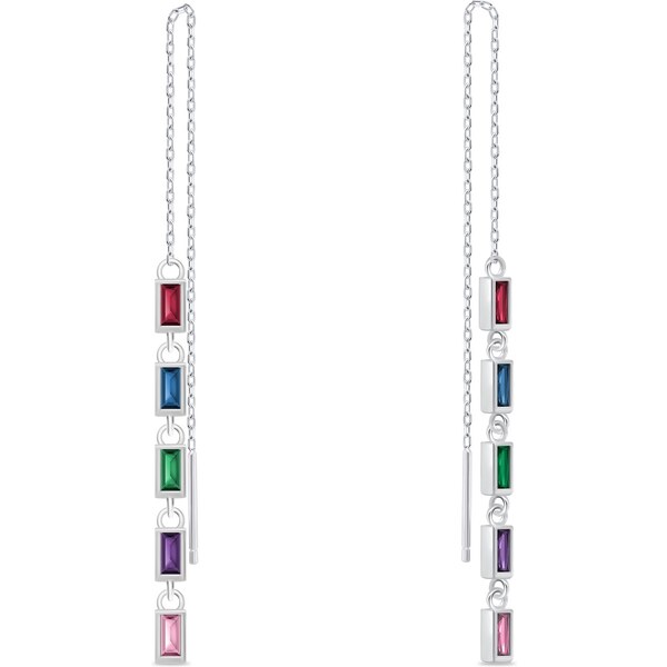 Brilio Silver Blyštivé retiazkové náušnice s farebnými zirkónmi 66582948