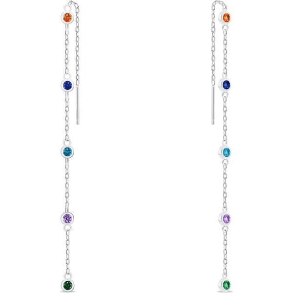Brilio Silver Strieborné retiazkové náušnice s farebnými zirkónmi 66583982
