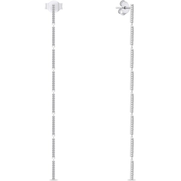 Brilio Silver Dlhé strieborné náušnice s čírymi zirkónmi EA1010W 66588040
