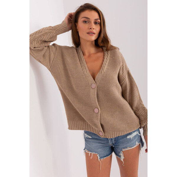 Glara Krátky vlnený sveter s velkými gombíkmi 47459759