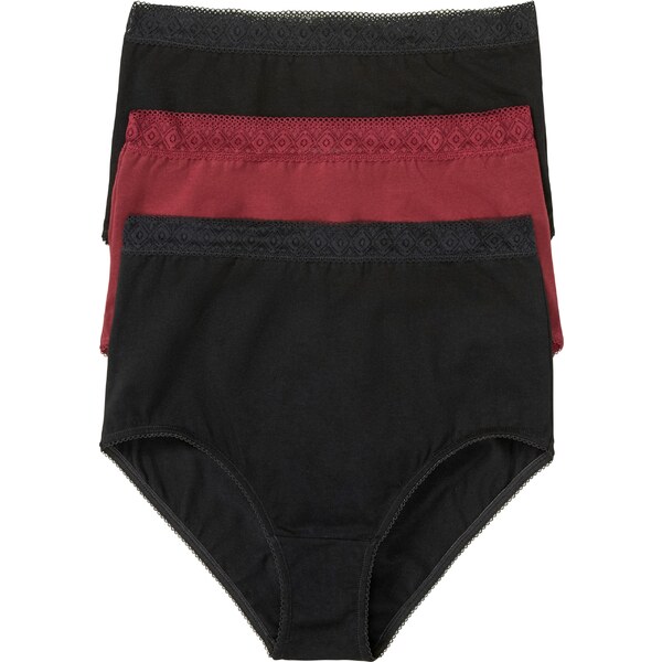 bonprix Vysoké nohavičky (3 ks) s bavlnou, farba čierna 47460027