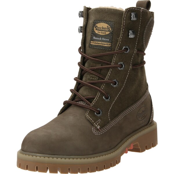 Dockers by Gerli Šnurovacie členkové čižmy tmavozelená 47599116