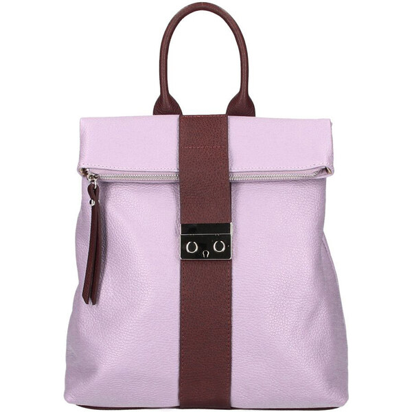 Diva Kožený dámsky módny batôžtek Tiara fialková / hnedá 47545722