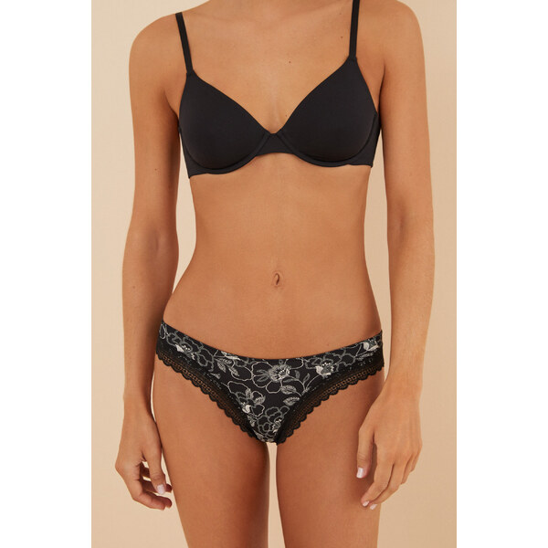 womensecret Klasické nohavičky z mikrovlákna s čipkou 47582556