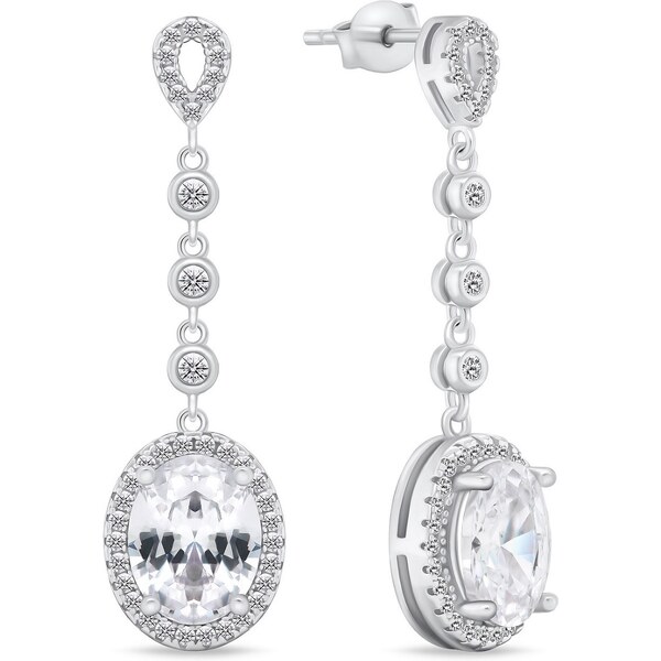 Brilio Silver Elegantné visiace strieborné náušnice so zirkónmi EA969W 66590439