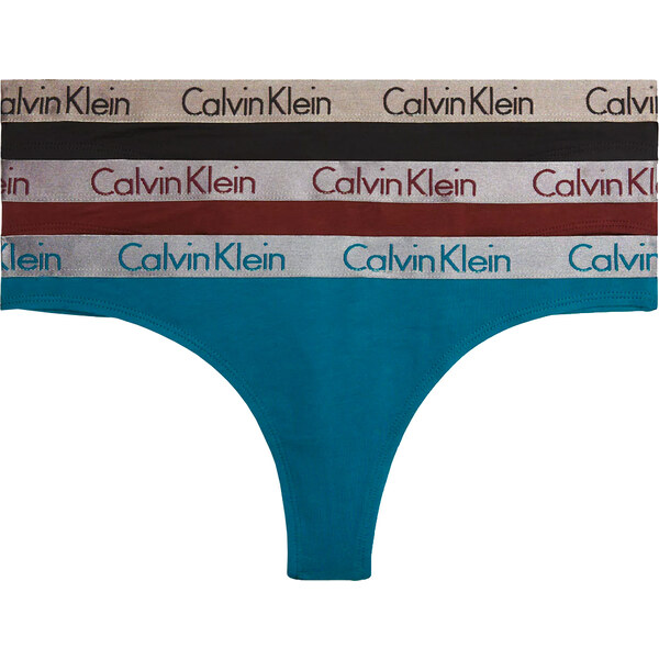 CALVIN KLEIN - tangá 3PACK radiant cotton black & raisin color combo - 47585445