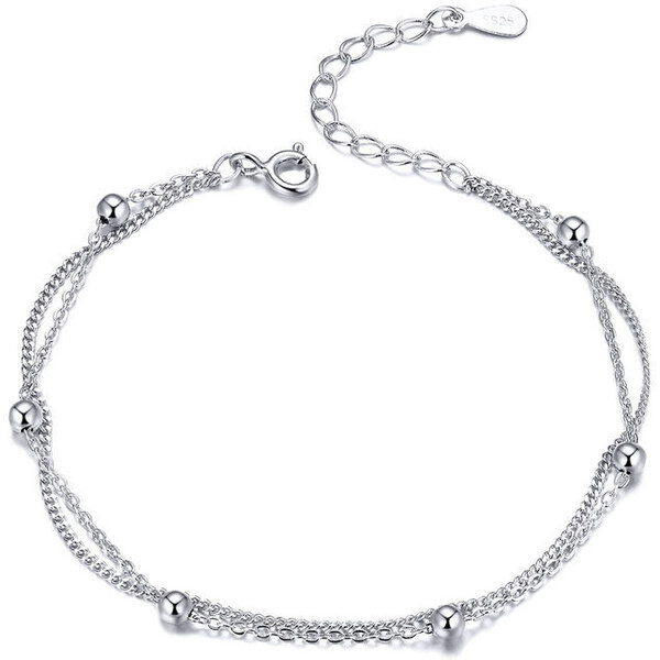 Ligot Strieborný dvojitý náramok s guličkami 47599332