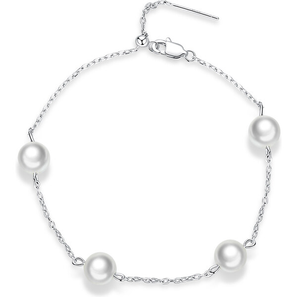 Ligot Strieborný náramok s perleťovými korálkami 47599335