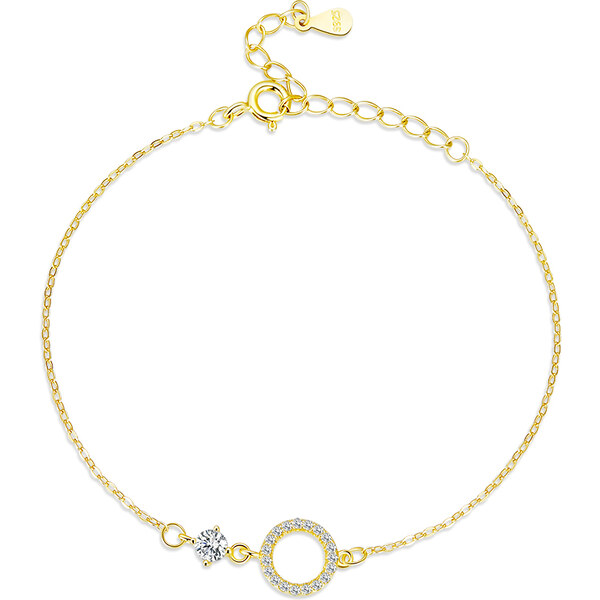 Ligot Strieborný pozlátený náramok kruh so zirkónmi 47599327