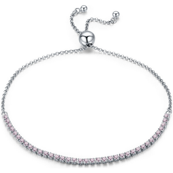 Ligot Strieborný tenisový náramok s ružovými zirkónmi 47599367