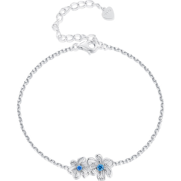 Ligot Strieborný náramok modrý kvet 47599345