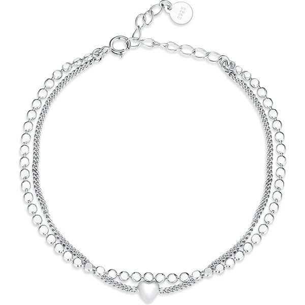 Ligot Strieborný náramok dvojvrstvový so srdiečkom 47599350