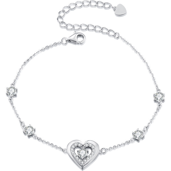 Ligot Strieborný náramok srdce so zirkónmi 47599357