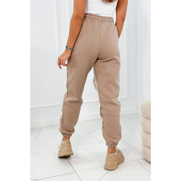 K-Fashion Bavlnené nohavice Amour tmavo béžová 49775798