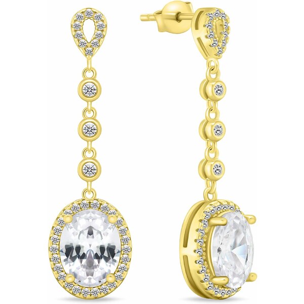 Brilio Silver Elegantné visiace pozlátené náušnice so zirkónmi EA969Y 66591322