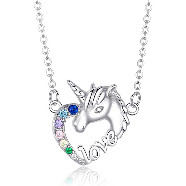Ligot Strieborný náhrdelník farebný jednorožec 47631401