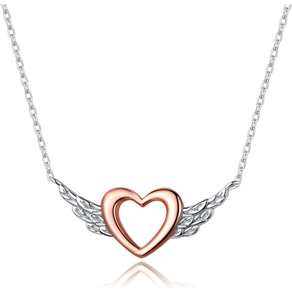 Ligot Strieborný náhrdelník srdce s krídlami 47631421